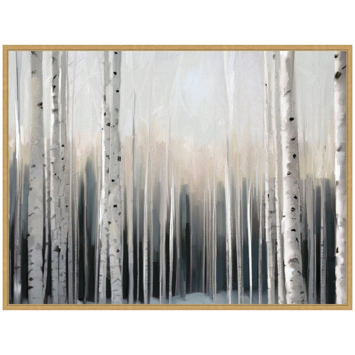 Sylvie Birch Tree Glow Framed Canvas by Mary Sparrow