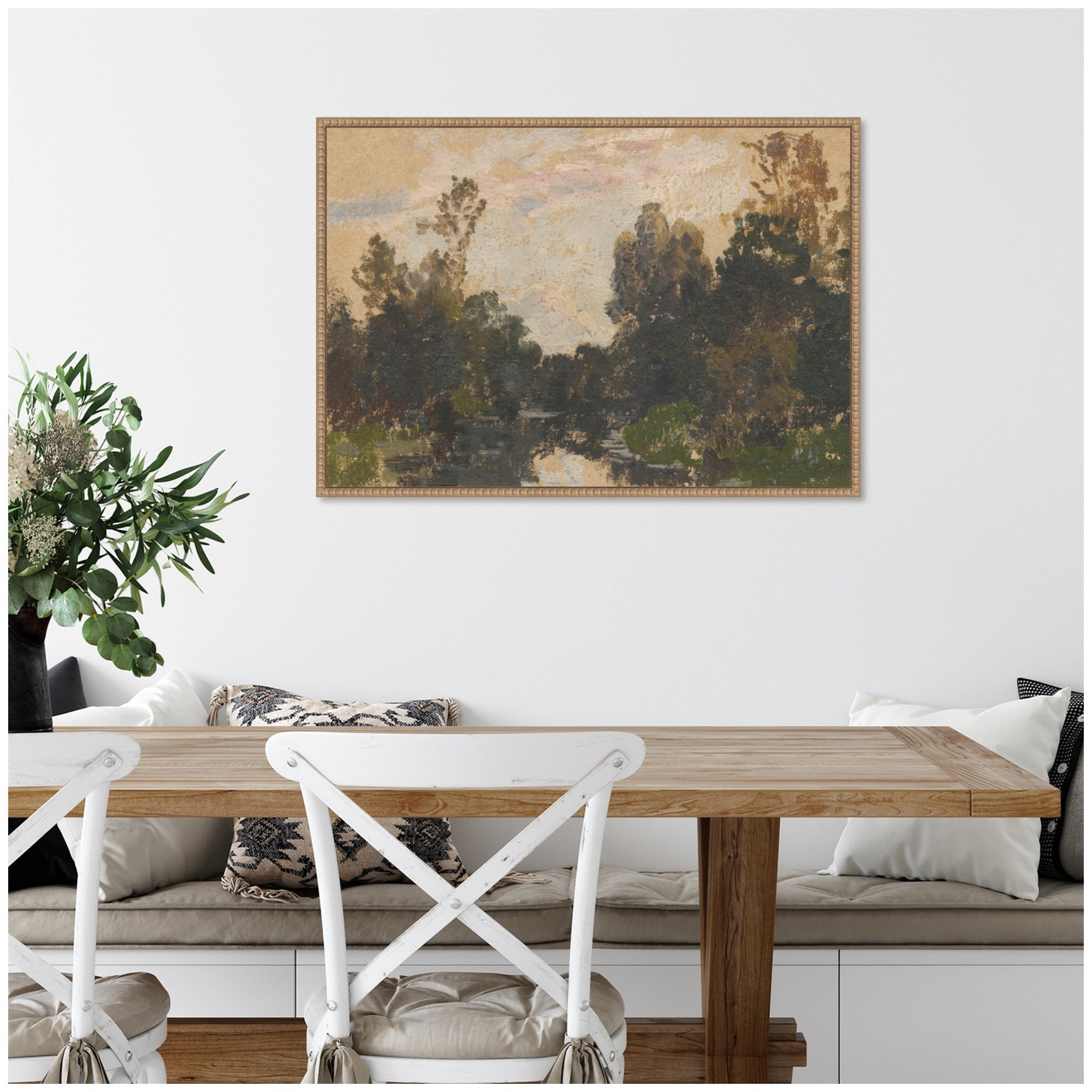 Landscape by the River Barycz by Adolf Dressler by Nostalgia Prints Framed Canvas Wall Art Print