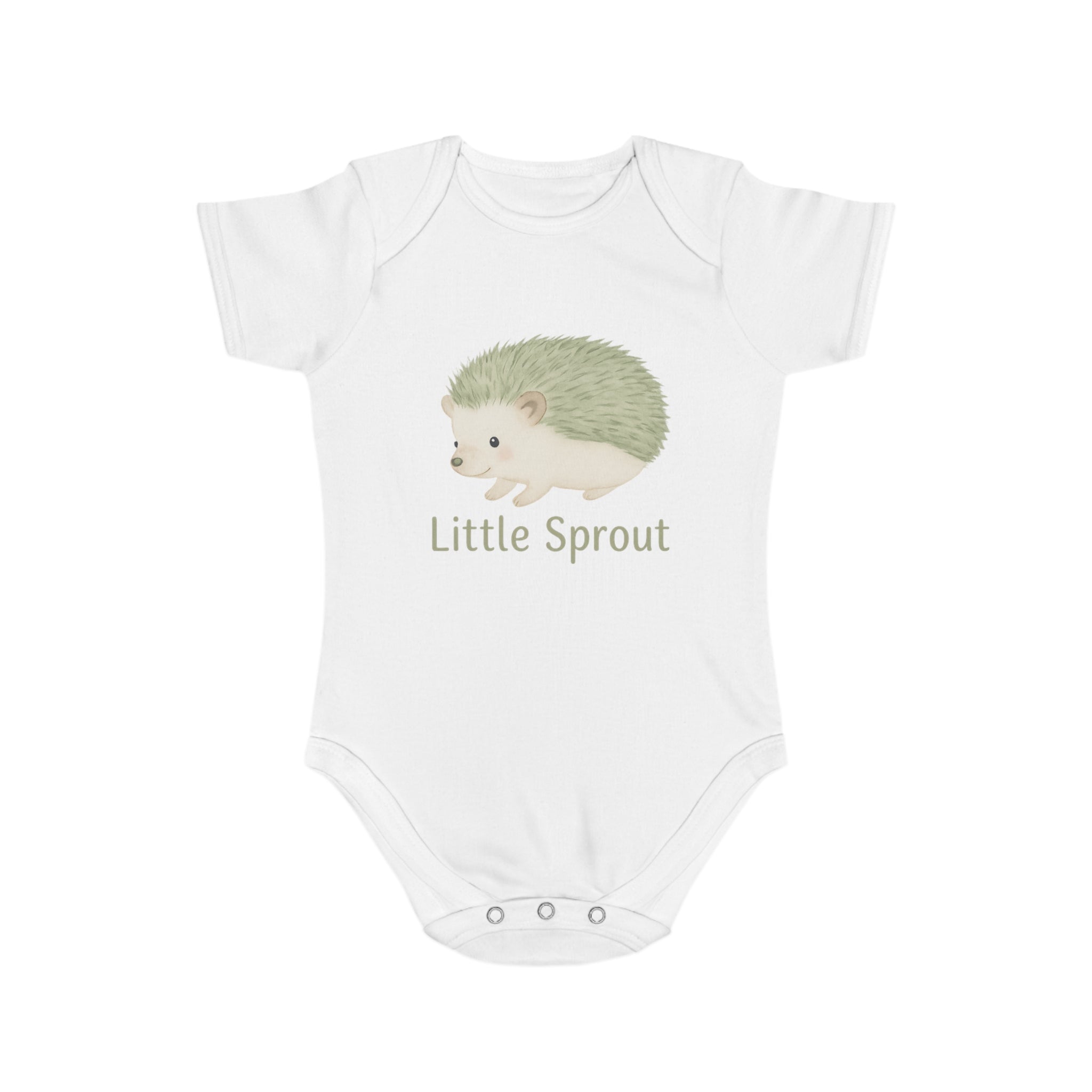 Hedgehog Short Sleeve Baby Bodysuit 'Little Sprout' Organic Cotton Gift for New Parents