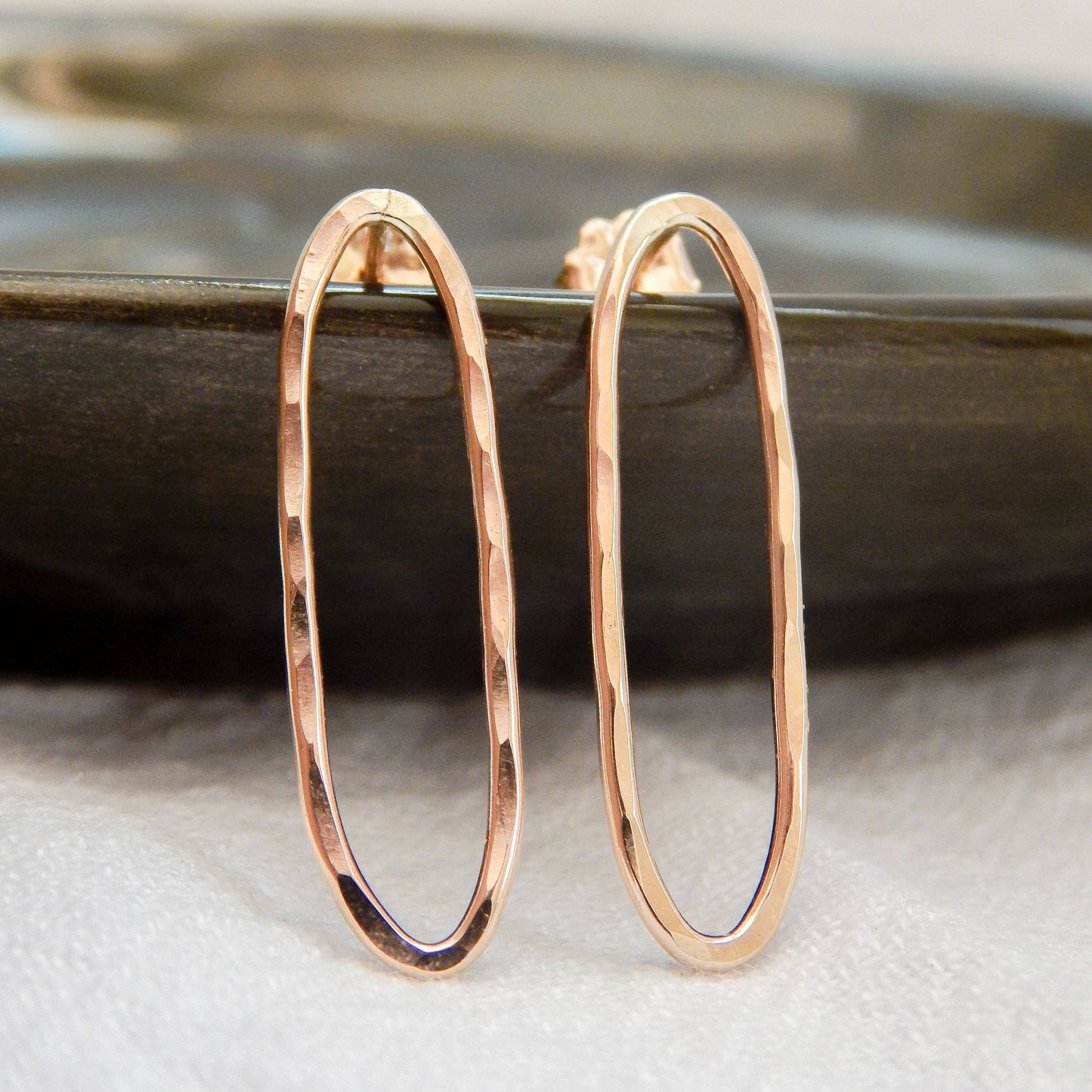 Hammered Oval Stud Earrings