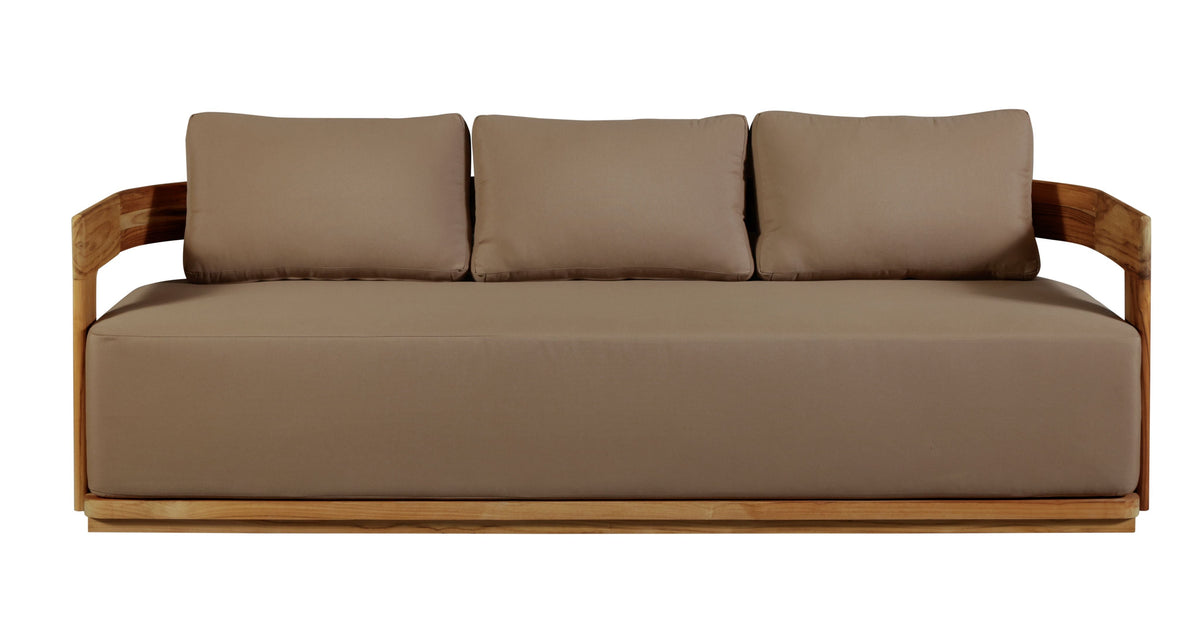 Eclipse Outdoor solid Teak Wood Sofa Set - light brown fabric