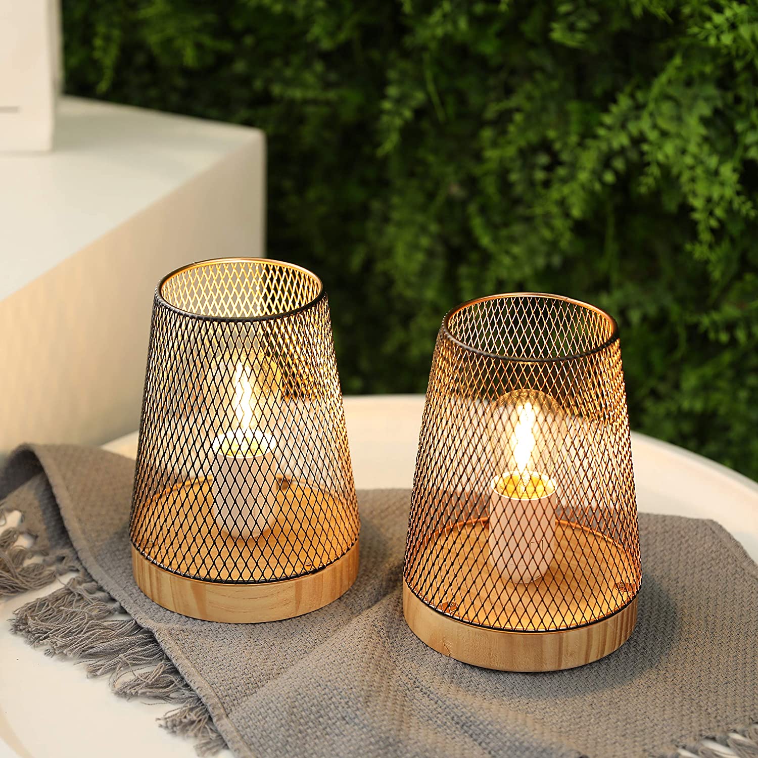 7.5''High Battery Powered Metal Mesh Table Lamp(Set of 2)