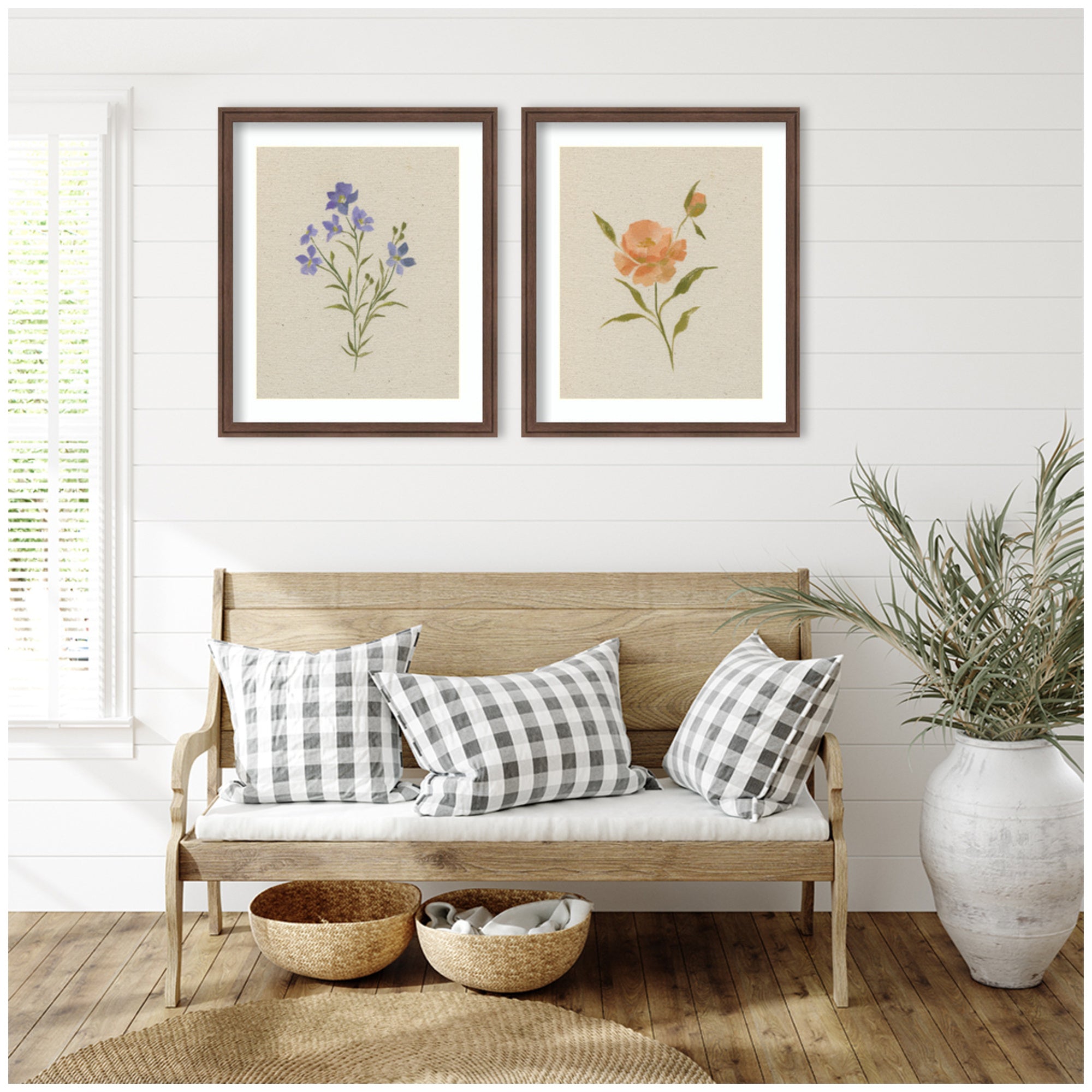 AQ Simple Blooms 2 Piece Framed Wall Art Print Set by Annie Quigley