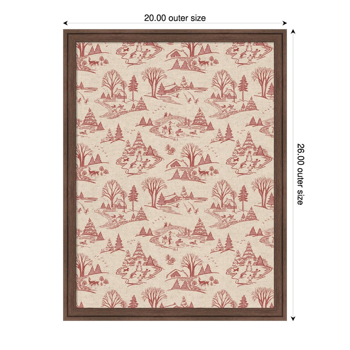 Kate and Laurel Framed Fabric Pinboard Wonderland Red Toile