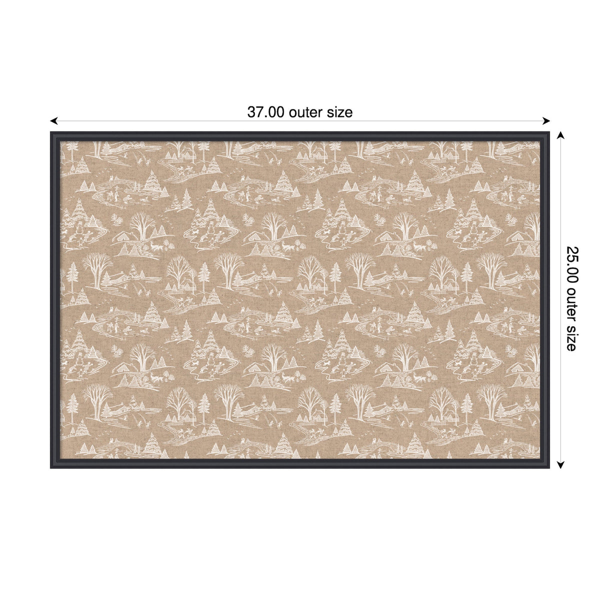 Kate and Laurel Framed Fabric Pinboard Wonderland White Toile