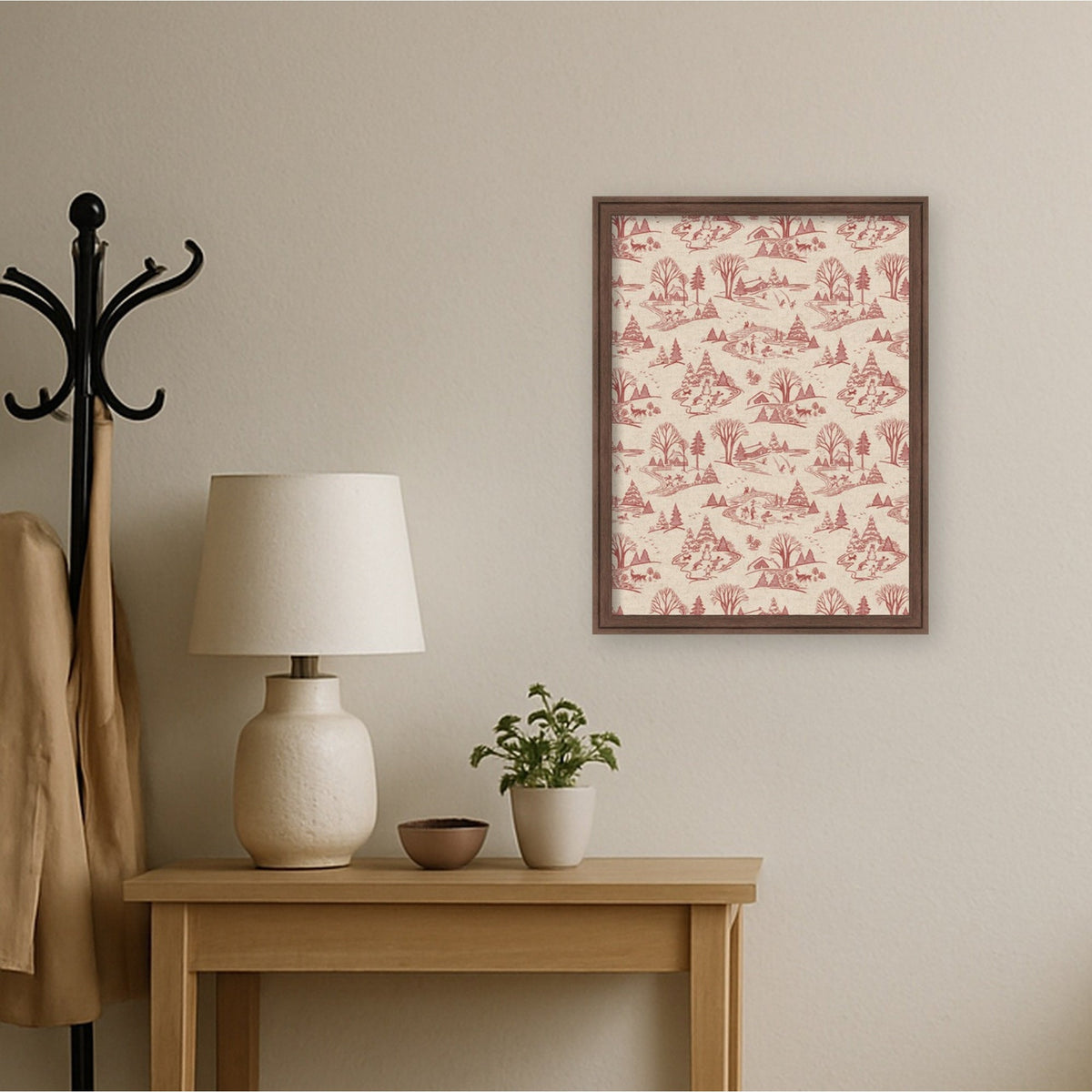 Framed Fabric Magnetic Board Wonderland Red Toile Wall Organization
