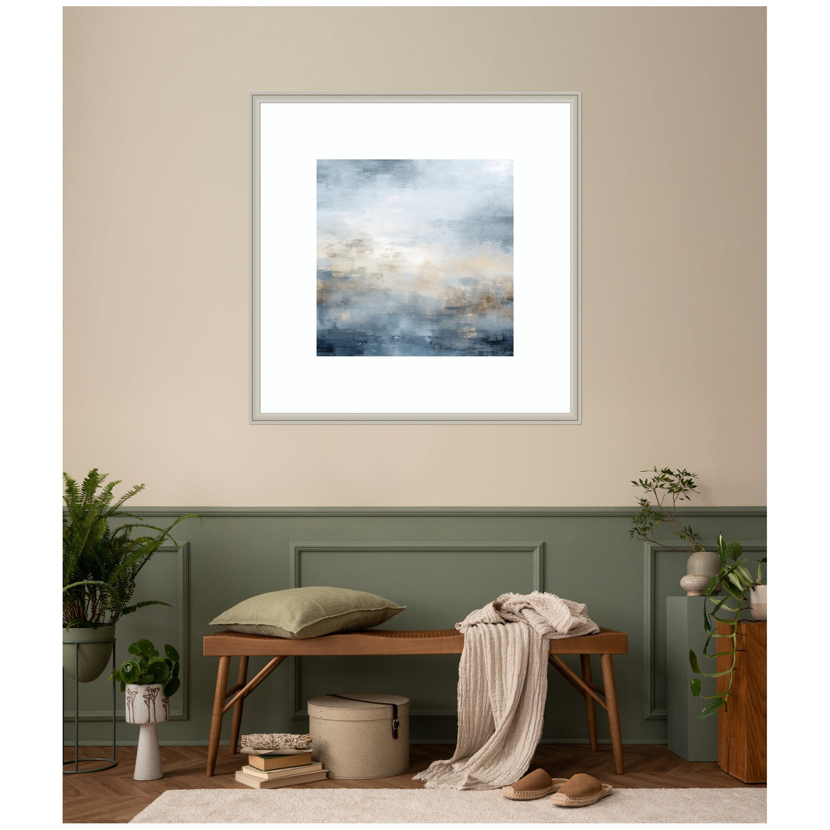 Tonal Abstract Oceanic Nautical Serenity Blue by The Creative Bunch Studio Framed Wall Art Print