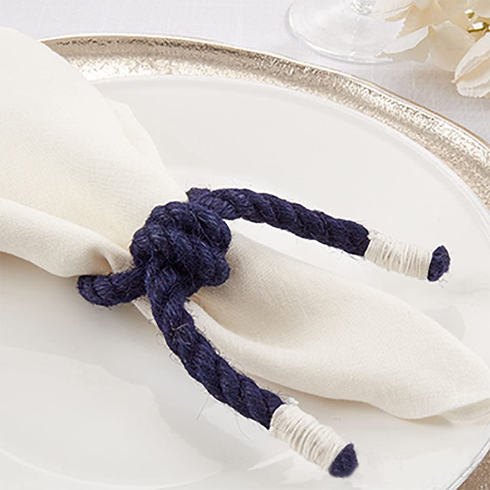 Fennco Styles Handmade Knotted Rope Napkin Rings, Set of 4 - Natural Cotton Napkin Holders for Dining Table, Home, Banquets, Holidays, Family Gatherings and Special Events