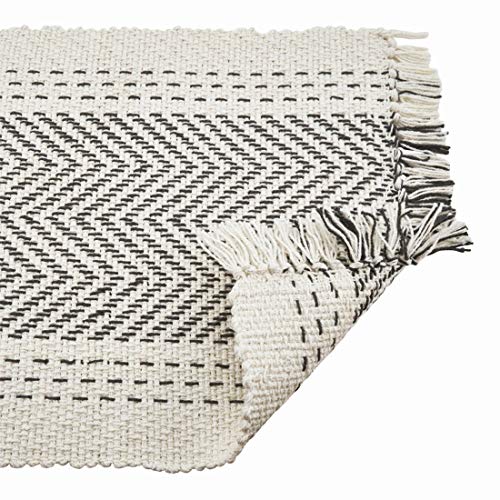 Modern Kantha Stitch Design 100% Cotton Table Runner - Grey Table Cover for Everyday Use, Dining Room Décor, Family Gathering and Special Occasion