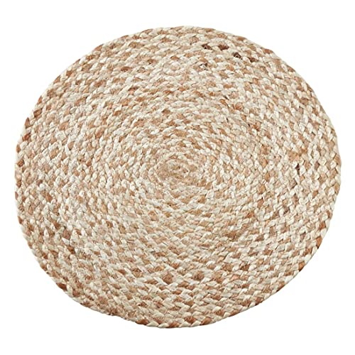 100% Jute Woven Design Farmhouse Placemats 16 Inch Round, Set of 4 - Natural Braided Table Mats for Home, Dining Room, Banquets, Family Gathering and Special Occasion