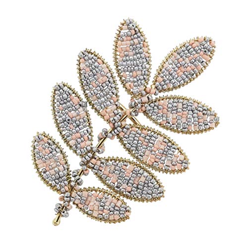 Fennco Styles Hand Beaded Leaf Decorative Napkin Rings, Set of 4 - Green Napkin Holders for Home, Dining Room, Banquet, Family Gathering, Holiday Décor and Special Occasion