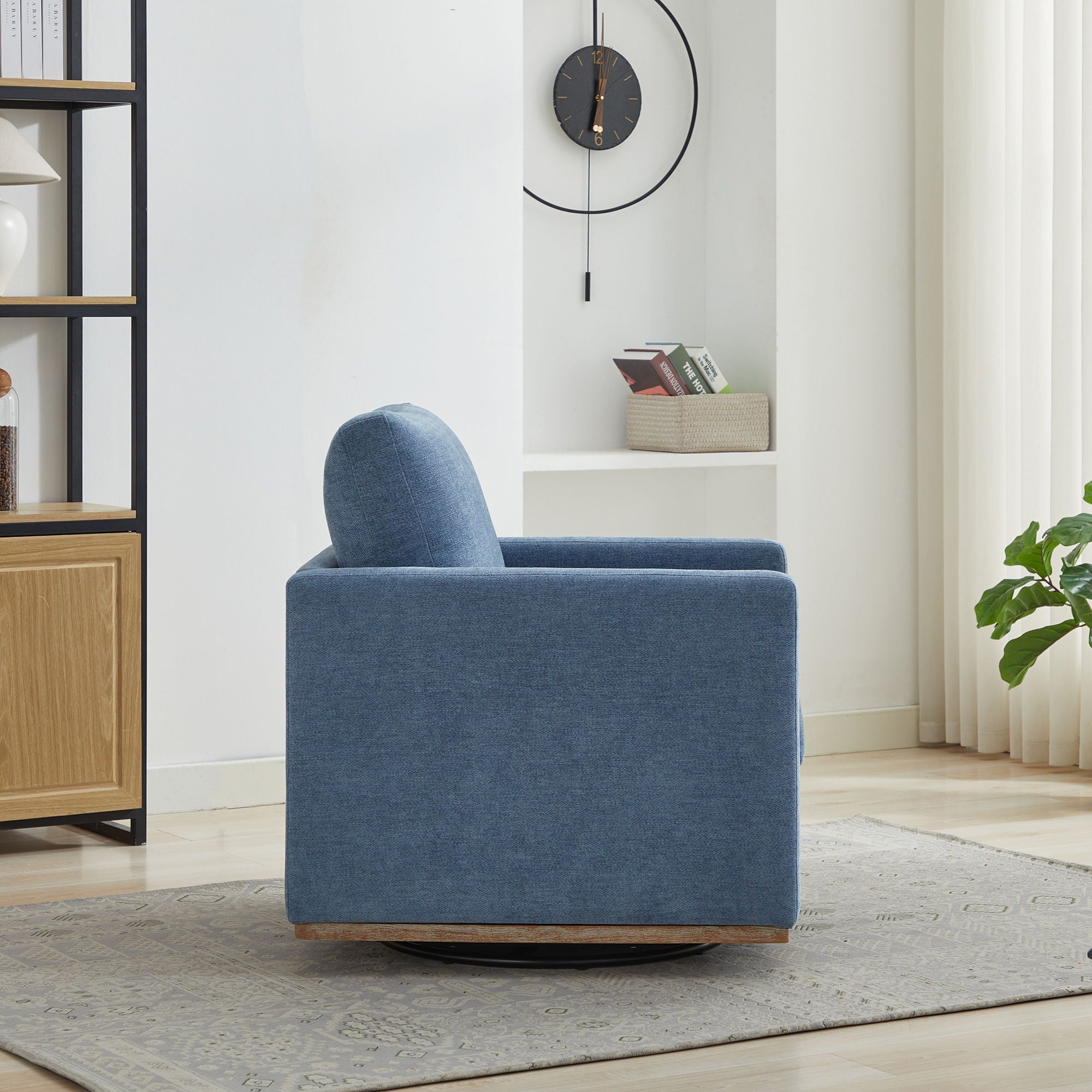 Modern Square Upholstered Swivel Accent Chair With Metal Base