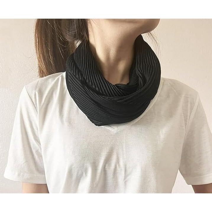 stylesilove Women Crinkle Pleated Square Scarf Solid Color Neckerchief Soft Bandana Small Shawl Neck Wraps for All Season
