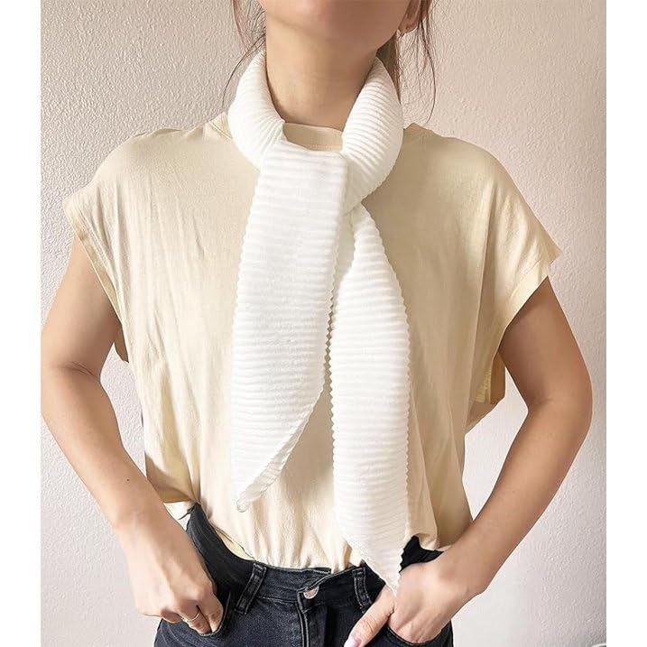 stylesilove Women Crinkle Pleated Square Scarf Solid Color Neckerchief Soft Bandana Small Shawl Neck Wraps for All Season