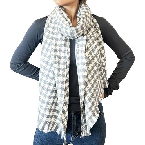 stylesilove Women Windmill Pattern Woven Cashmere Scarf with Fringe Warm and Ultra Soft Scarves Shawl Neck Wraps