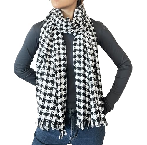 stylesilove Women Windmill Pattern Woven Cashmere Scarf with Fringe Warm and Ultra Soft Scarves Shawl Neck Wraps