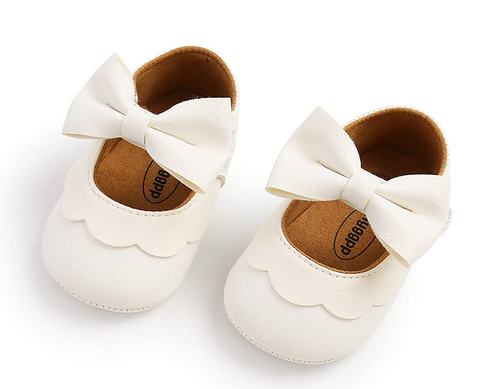 Styles I Love Infant Baby Girls Soft Leather Big Bow Mary Jane Shoes Anti-Slip Rubber Sole Crib Shoes