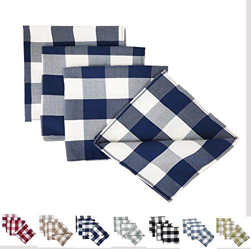 Fennco Styles Buffalo Check Design Cloth Napkins 18" W x 18" L, Set of 4 - Handmade in USA - Plaid Rustic Dinner Napkins for Everyday Use, Banquet, Holiday, Family Gathering and Special Occasion