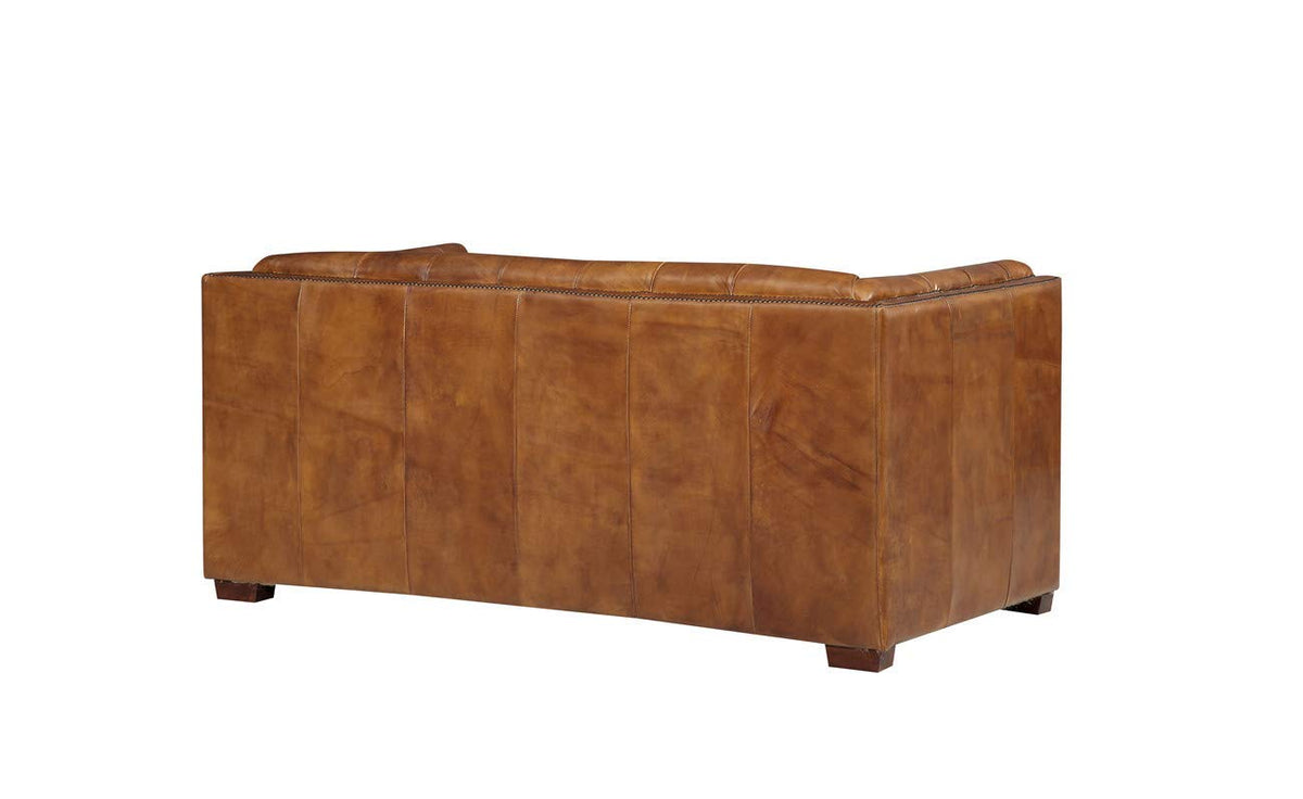 Tuxedo Leather Love Seat - Light Brown