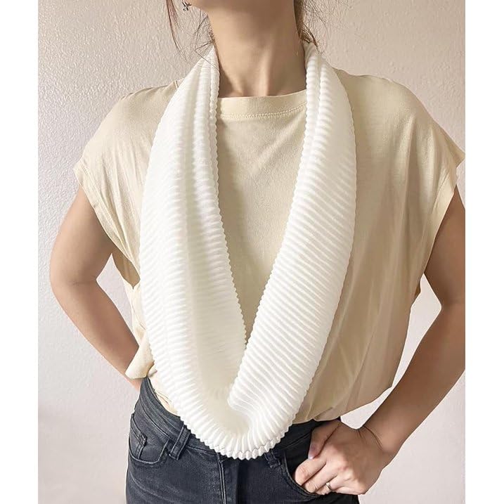 stylesilove Women Crinkle Pleated Square Scarf Solid Color Neckerchief Soft Bandana Small Shawl Neck Wraps for All Season