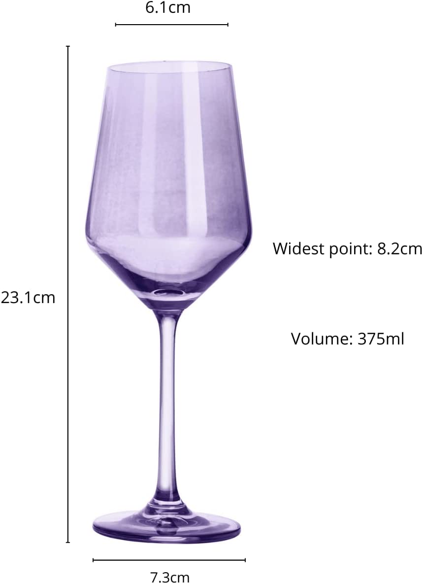 Set Of 6 Colored Wine Glasses 12 Oz Hand Blown Italian Style Crystal Bordeaux Wine Glasses Premium S
