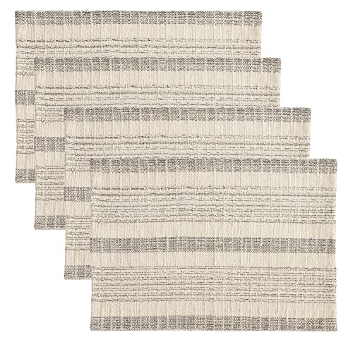 Alexandra Collection Cottage Striped Cord Woven 100% Cotton 16 x 54 Inch Table Runner – Ivory Table Runner for Banquets, Family Gathering, Special Events and Home Décor