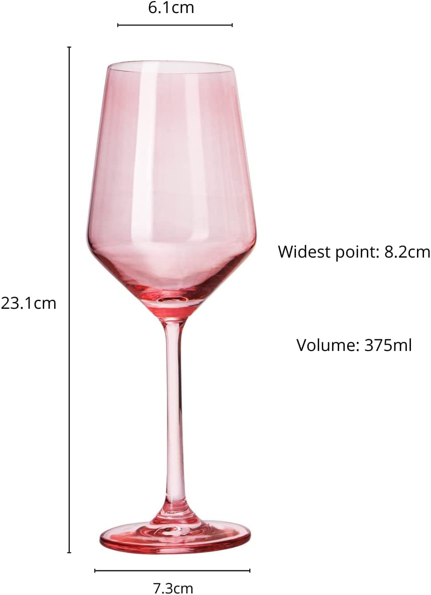 Set Of 6 Colored Wine Glasses 12 Oz Hand Blown Italian Style Crystal Bordeaux Wine Glasses Premium S