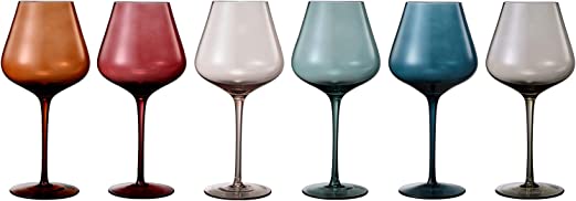 Colored Crystal Wine Glass Set Of 6 Gift For Mothers Day Her Wife Mom Friend Large 20 Oz Glasses Uni