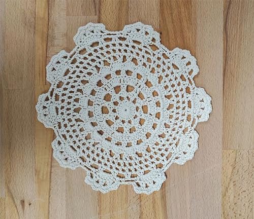 Fennco Styles Handmade Medallion Crochet Lace Round Cotton Placemat Doilies - 4 Pack