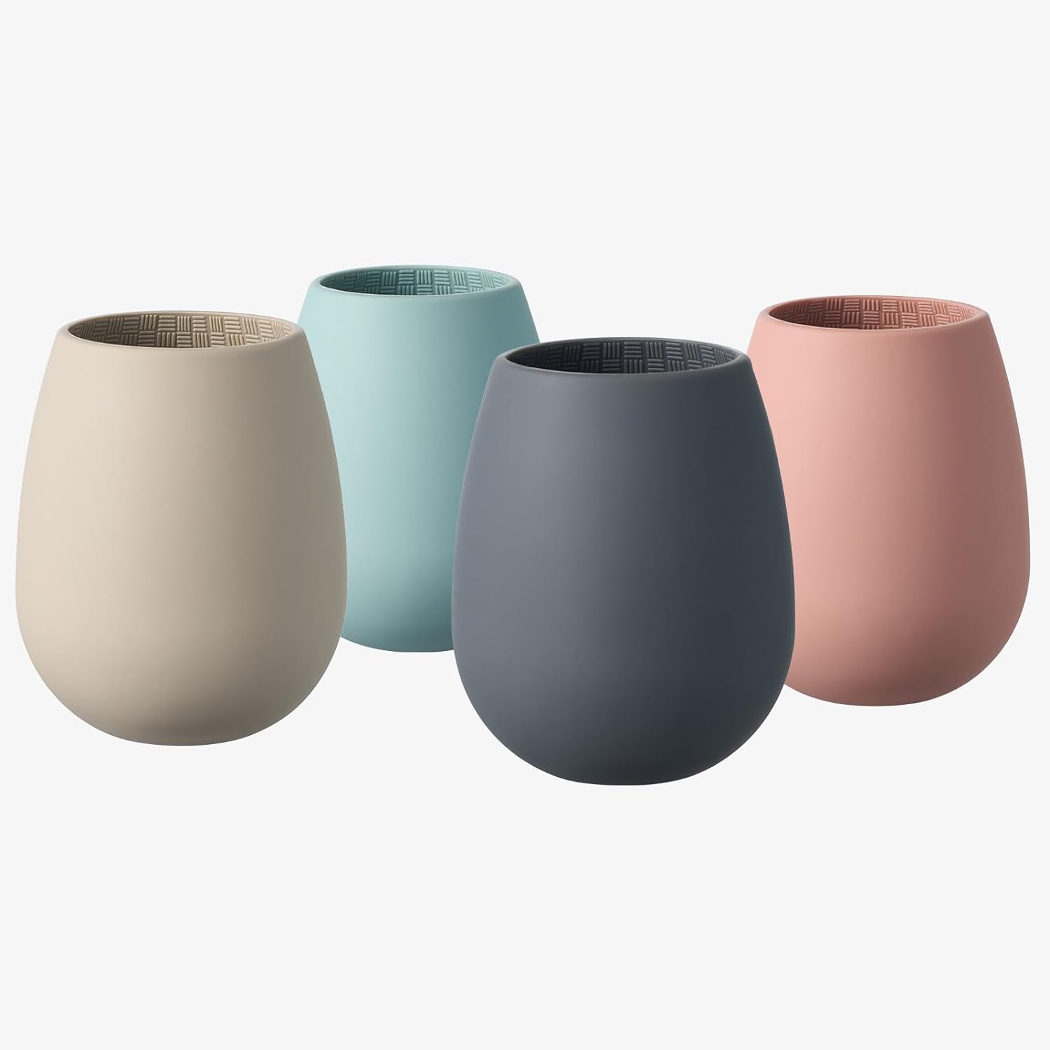 Unbreakable Silicone Stemless Wine Glassware Set Of 4 Reusable Shatterproof