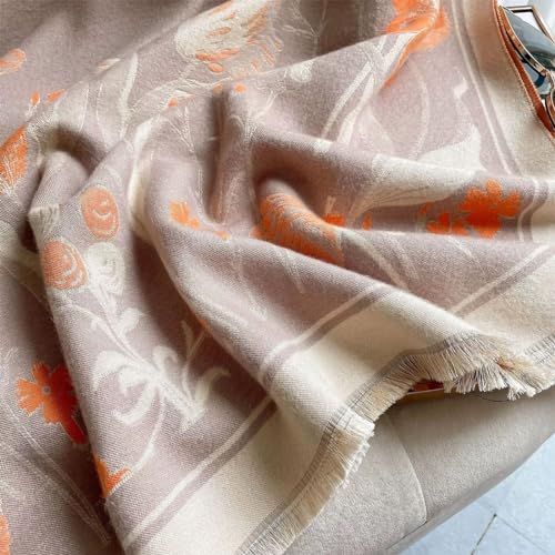stylesilove Women Woven Floral Cashmere Like Grey Scarf Warm Flower Design Scarves Ultra Soft Shawl Neck Wraps for All Season