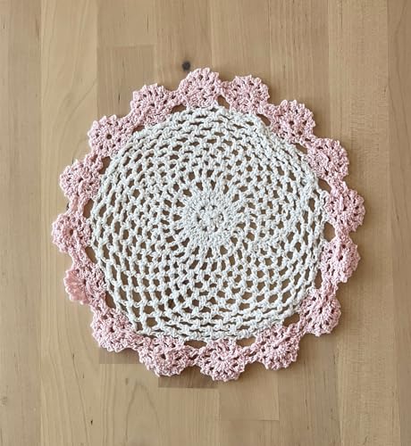 Fennco Styles Handmade Two-Tone Floral Crochet Tray Doily, 9" Round - Cloth Placemat for Everyday Use, Holidays, Home Décor, Cocktail Party, Tea Party, Special Occasion