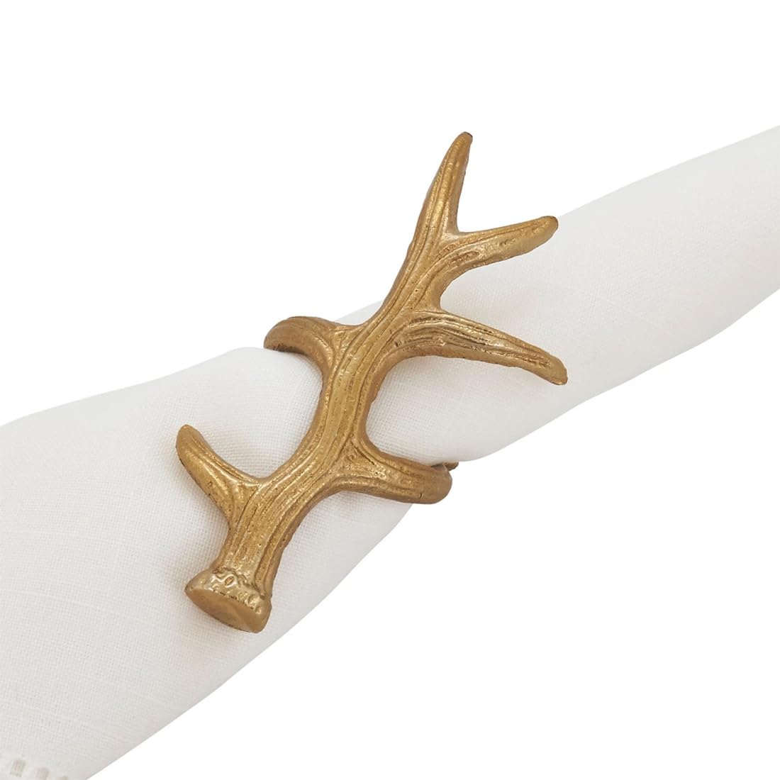 Fennco Styles Rustic Antler Design Aluminum Napkin Rings, Set of 4- Bronze Branch Napkin Holders for Home Decor, Banquets, Holiday and Special Occasions