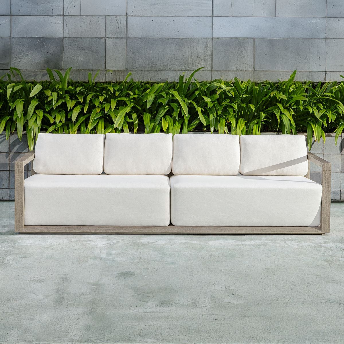 Remsen Outdoor 4-Seat Sofa - Weathered Gray/Oyster