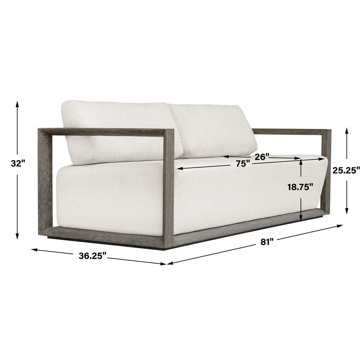 Remsen Outdoor 3-Seat Sofa - Weathered Gray/Oyster
