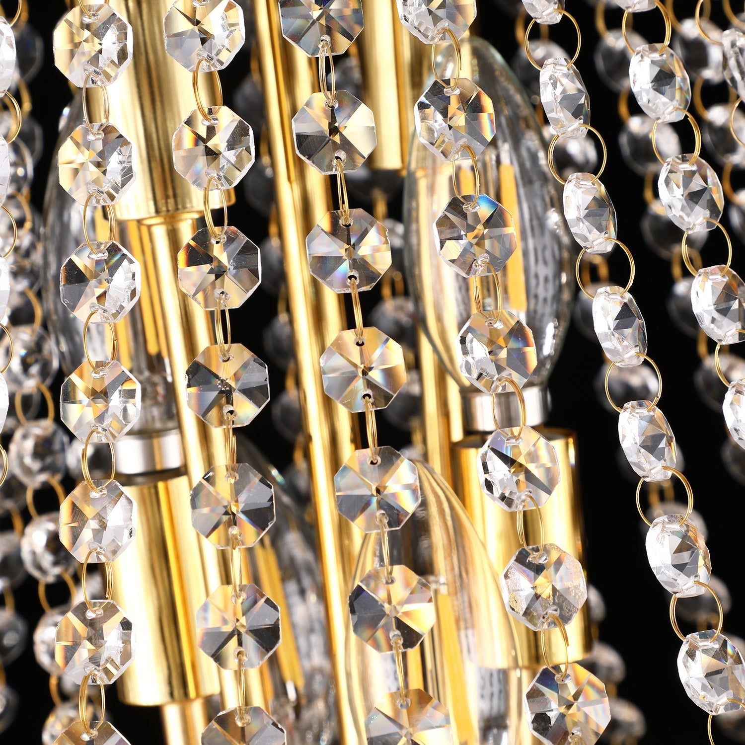 24-Inch Gold Crystal Chandelier, 12-Light French Empire Style Ceiling Light