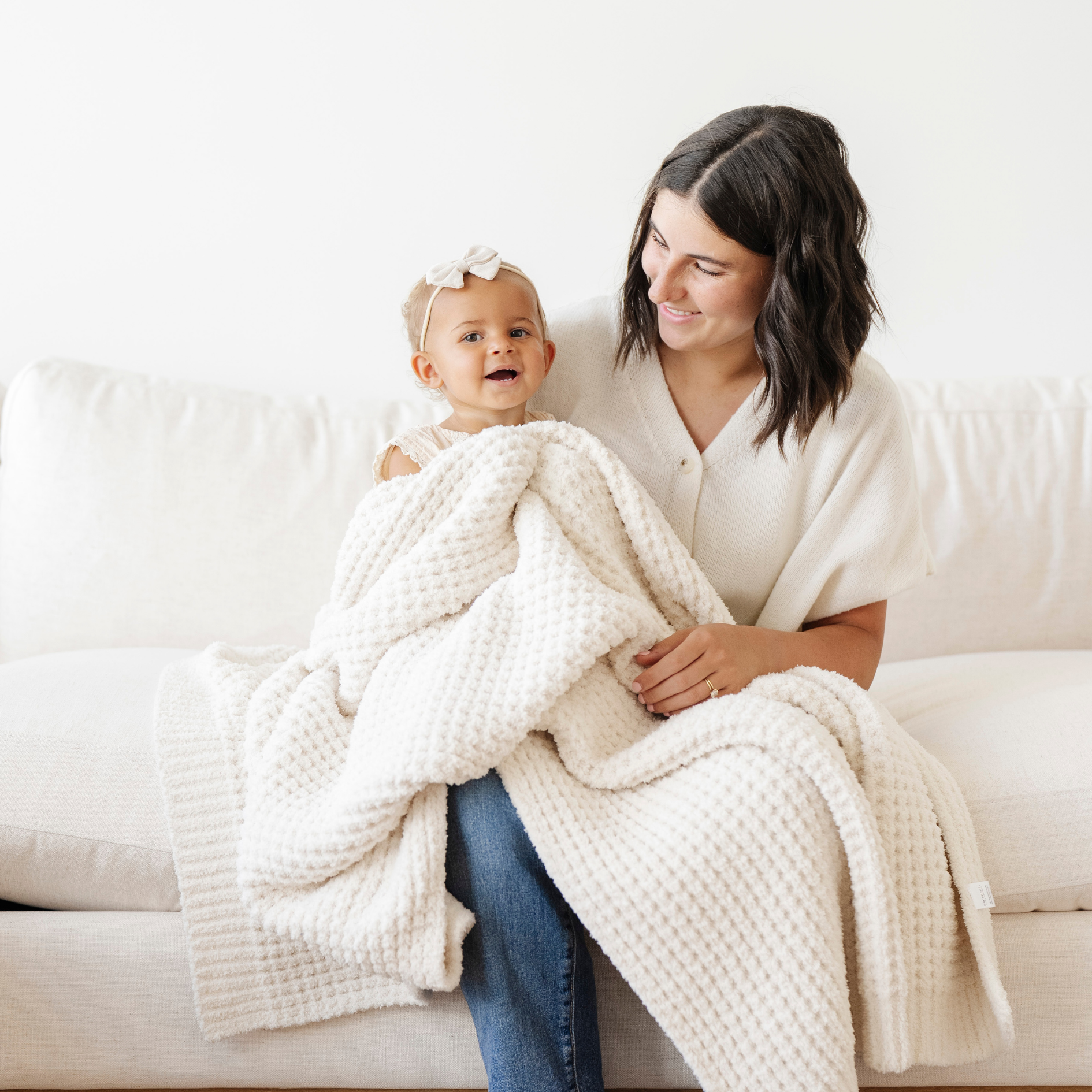 WAFFLE KNIT RECEIVING BLANKETS