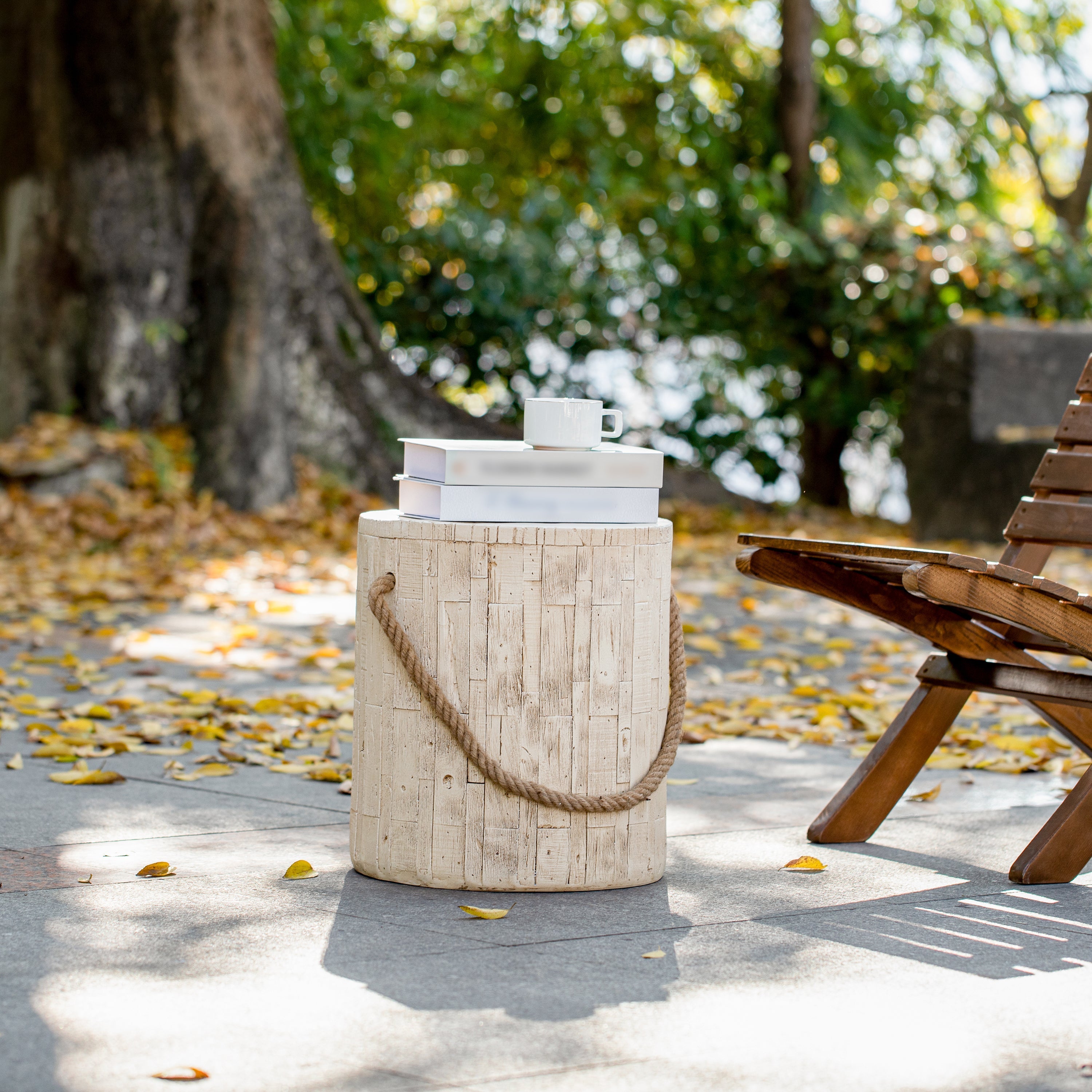 Outdoor Wood Grain Rustic MGO Side Table with Realistic Wood Vibe