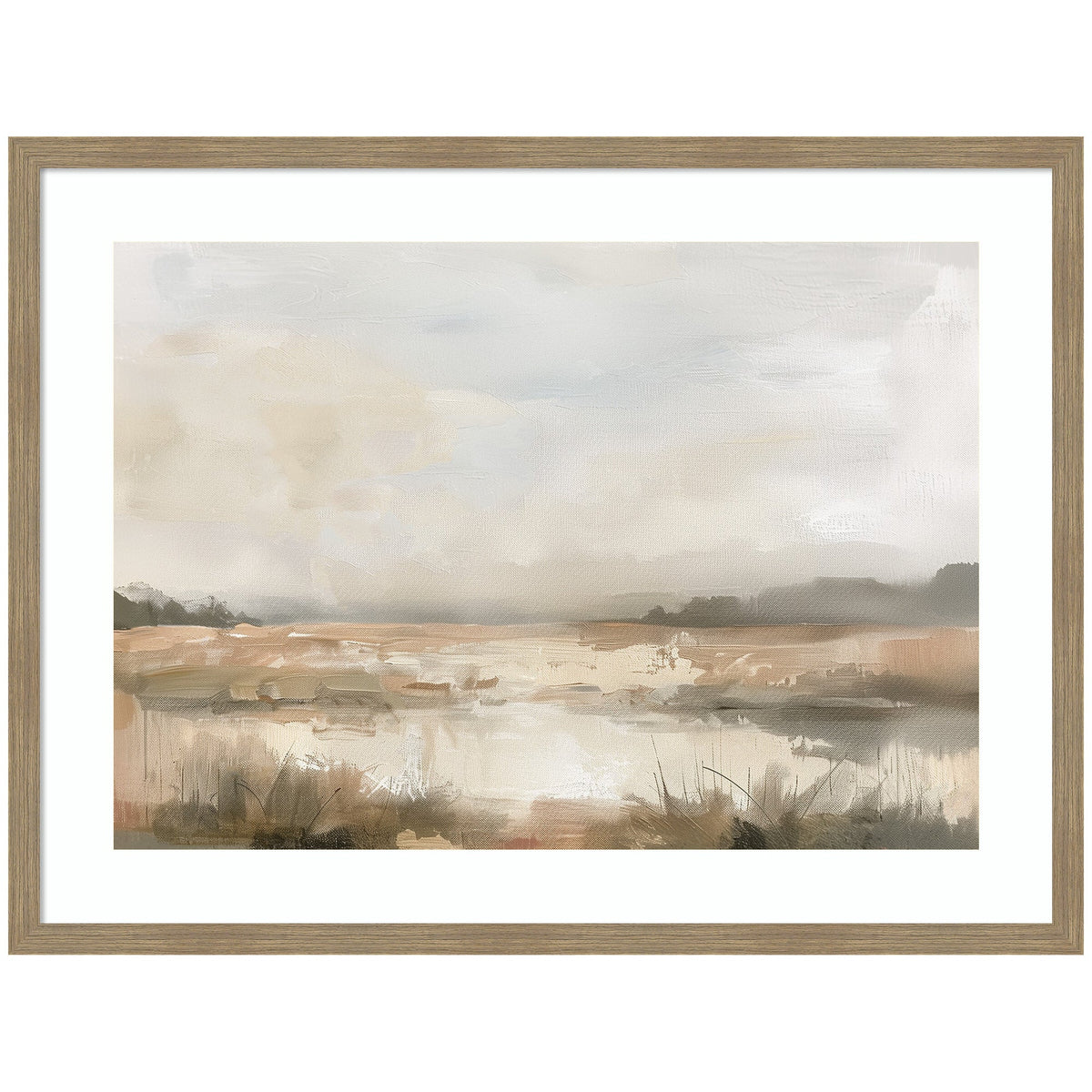 Neutral Abstract Landscape by The Creative Bunch Studio Framed Wall Art Print