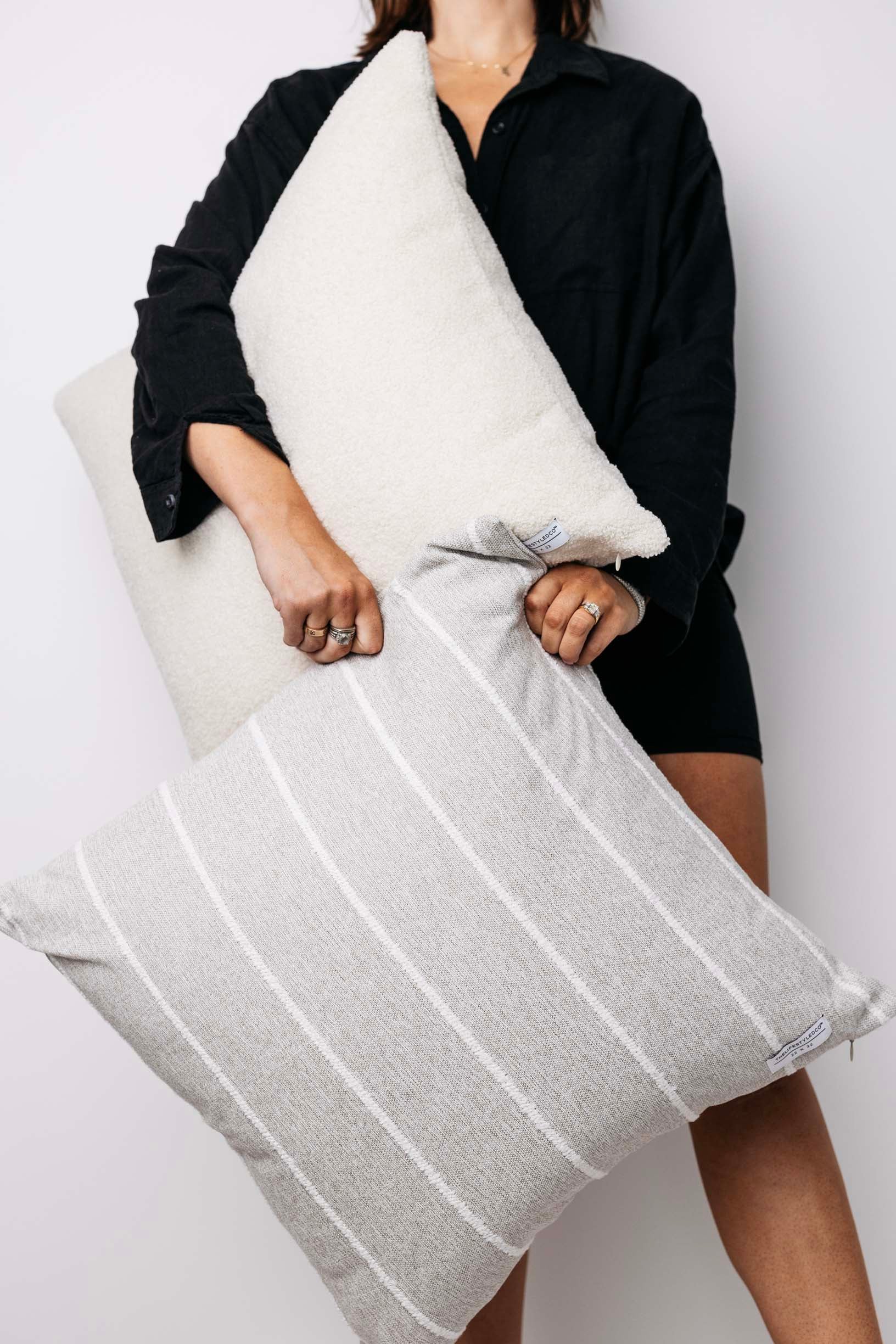 Jolie Textured Slub Stripe Pillow - 3 Sizes