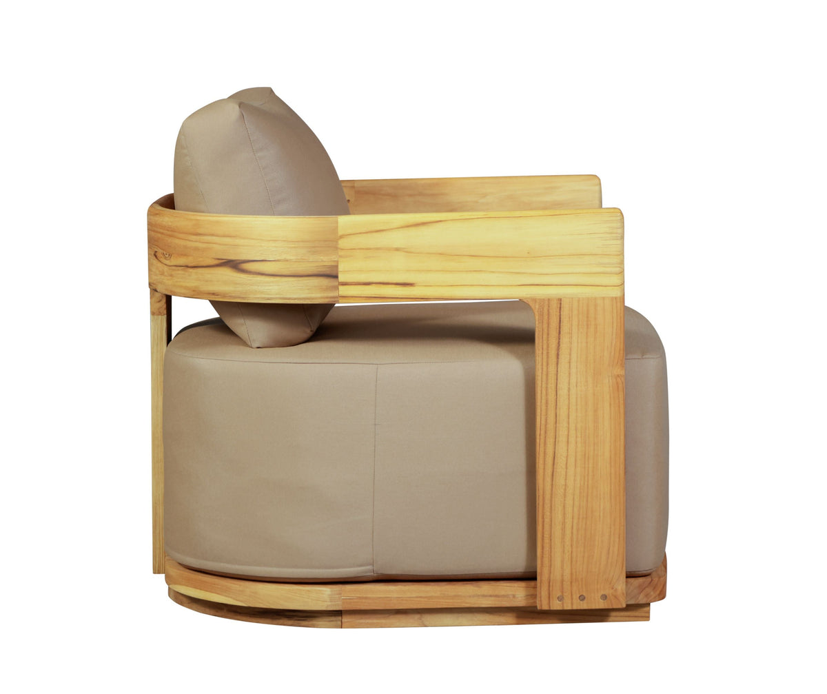 Eclipse Outdoor solid Teak Wood Sofa Set - light brown fabric