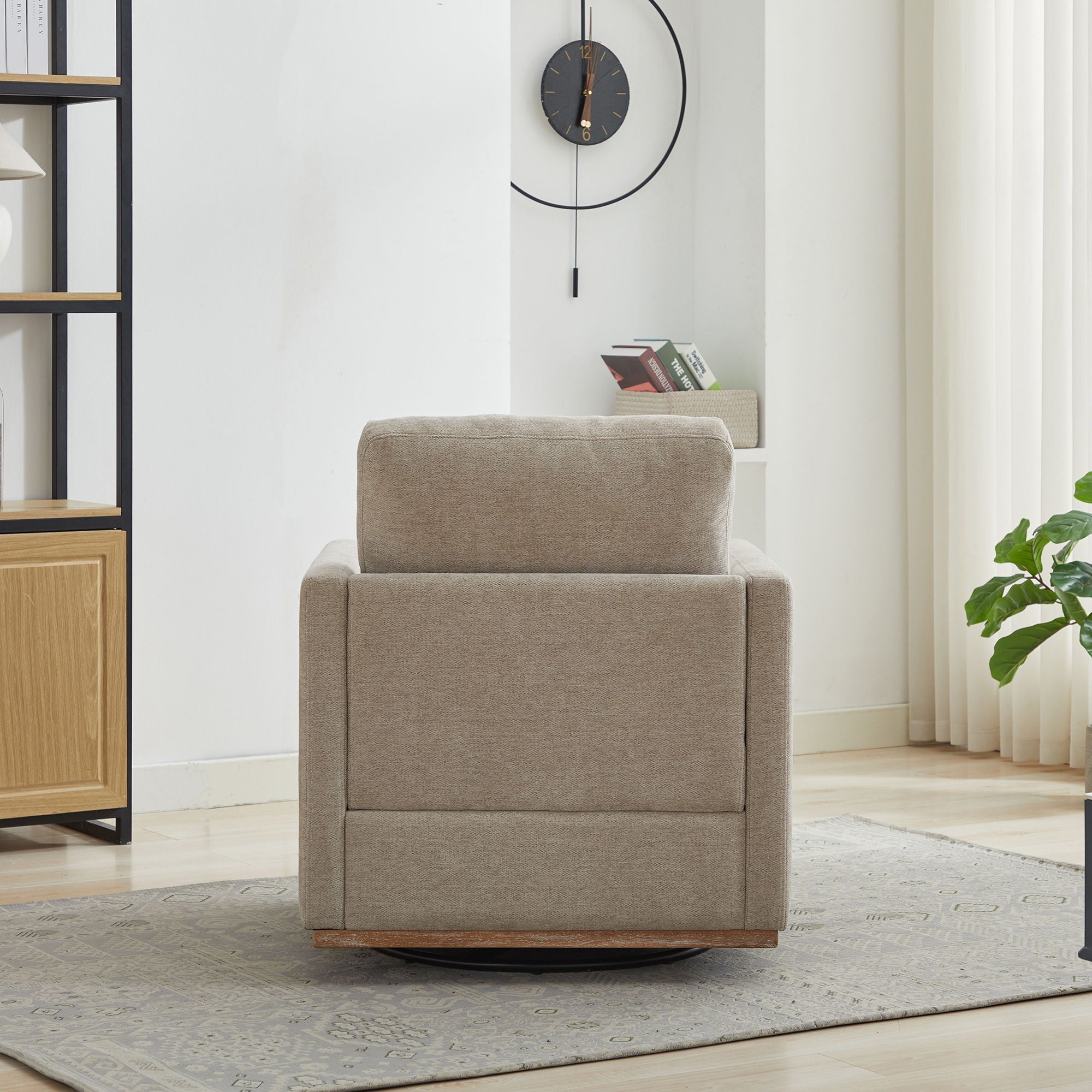 Modern Square Upholstered Swivel Accent Chair With Metal Base