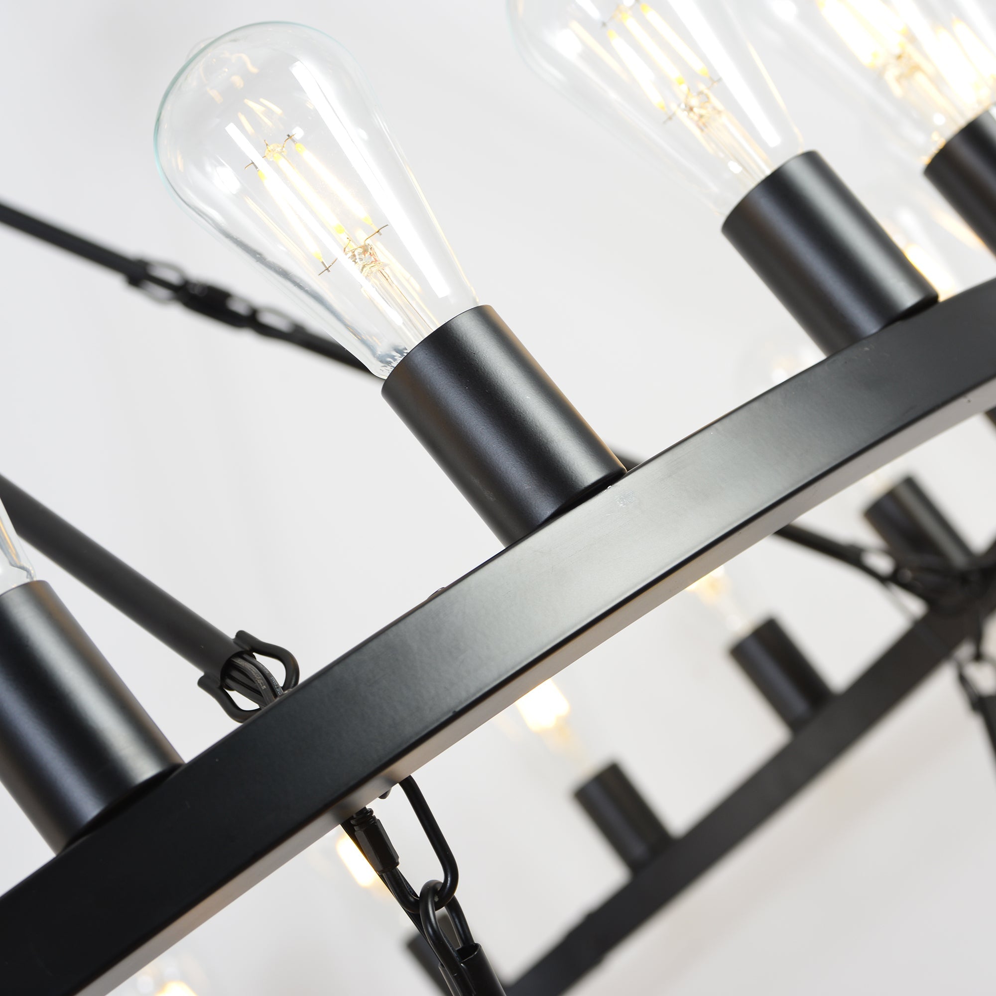 36-Lights 2-Level Matte Black Wagon Wheel Chandelier (24+12)