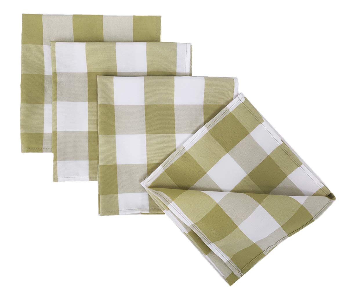 Fennco Styles Buffalo Check Design Cloth Napkins 18" W x 18" L, Set of 4 - Handmade in USA - Plaid Rustic Dinner Napkins for Everyday Use, Banquet, Holiday, Family Gathering and Special Occasion