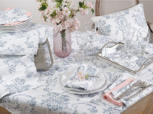 Floral Story Pure 100% Pure Linen Table Runner - Indigo Elegant Table Cover for Home, Dining Room, Weddings, Banquets, Holidays and Special Occasions