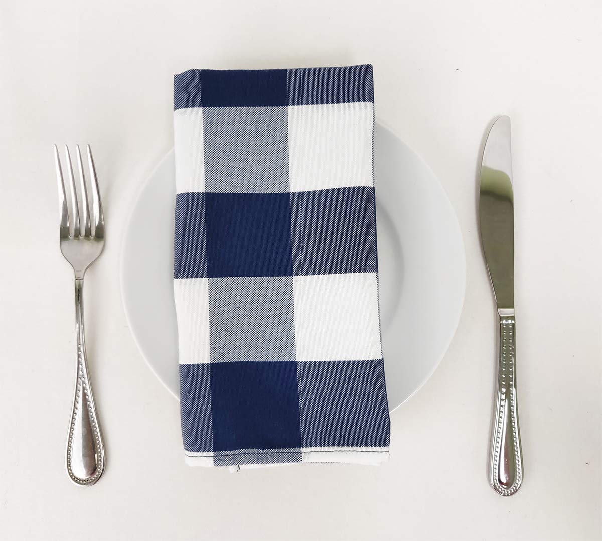 Fennco Styles Buffalo Check Design Cloth Napkins 18" W x 18" L, Set of 4 - Handmade in USA - Plaid Rustic Dinner Napkins for Everyday Use, Banquet, Holiday, Family Gathering and Special Occasion