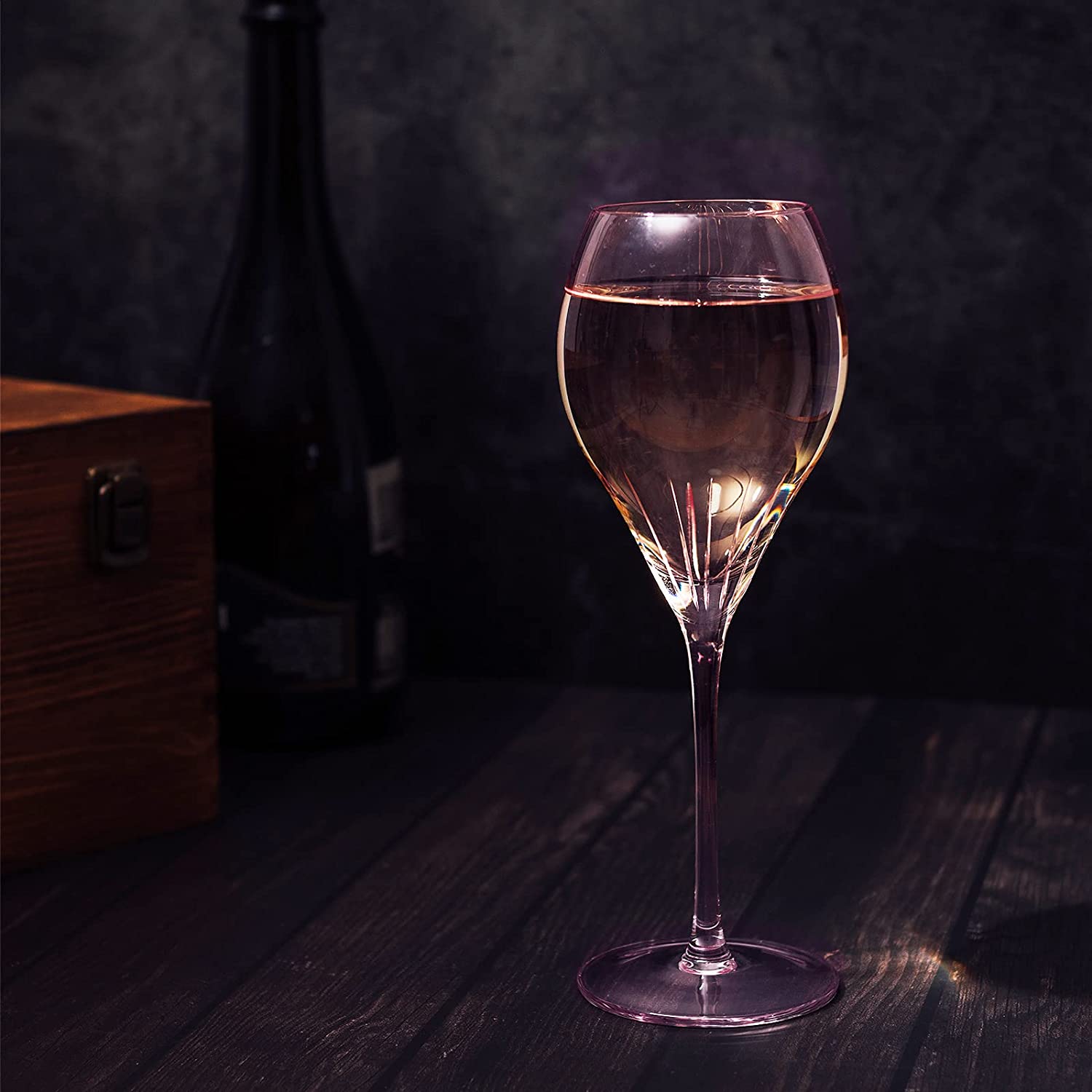 Paris Collection Crystal Pink Balloon Wine Glasses Red White Wines 14 Oz Set Of 4 By