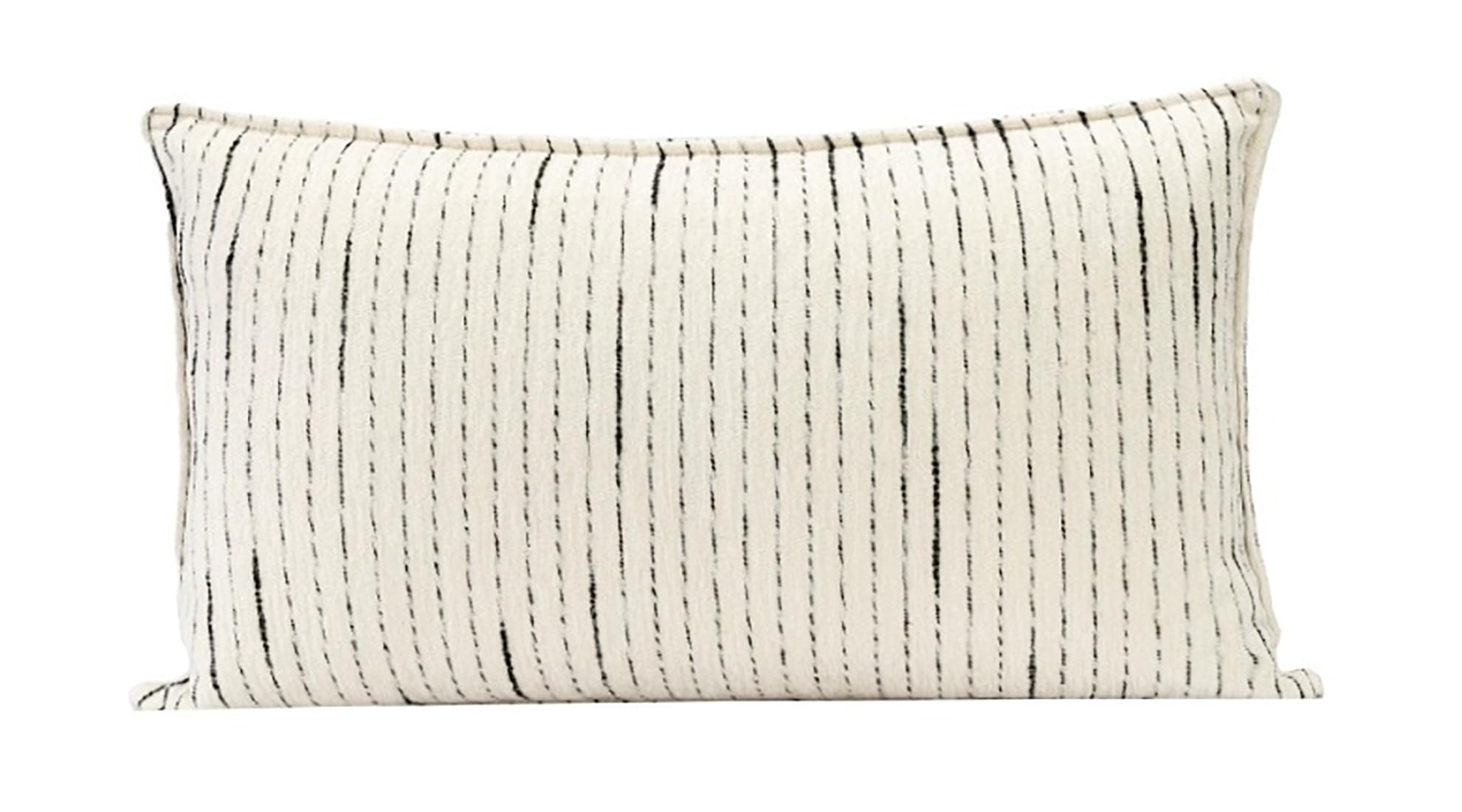 Fennco Styles Black Stripe Chenille Decorative Filled Throw Pillow - White Woven Soft Cushion for Home, Couch, Bedroom, Living Room and Office Décor