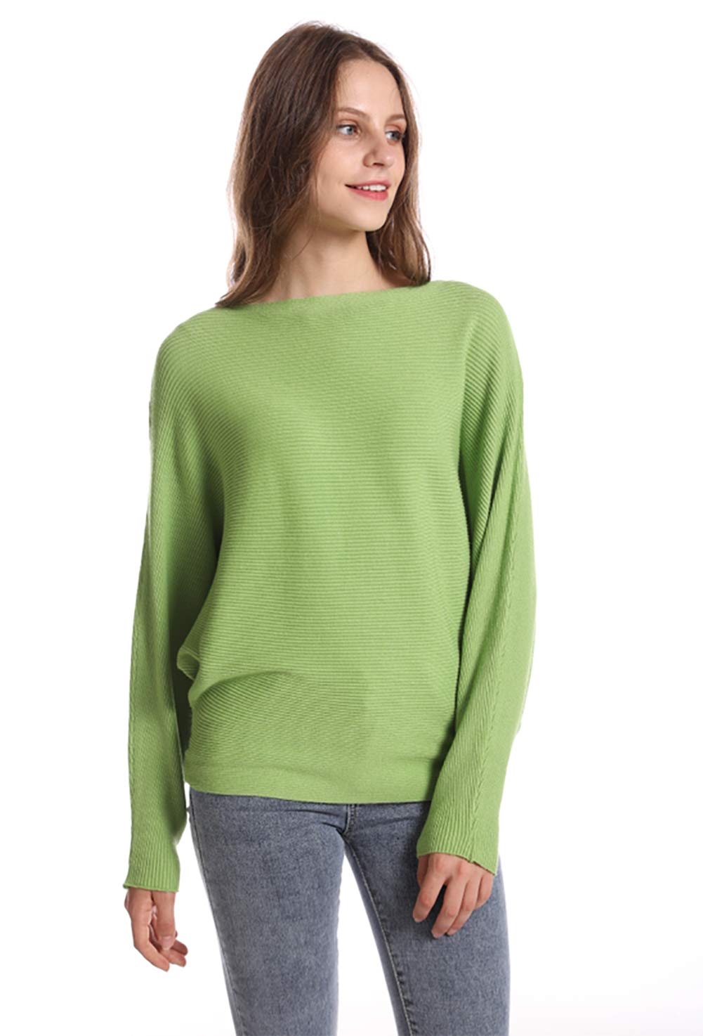 Styles I Love Women Autumn Winter Boat Neck Batwing Sleeve Pullover Knitted Sweater Long Sleeve Loose Top