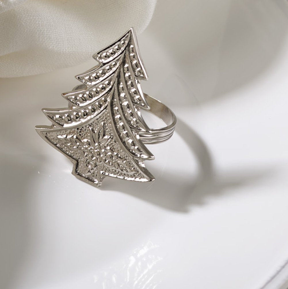 Fennco Styles Christmas Tree Design Napkin Rings, Set of 4